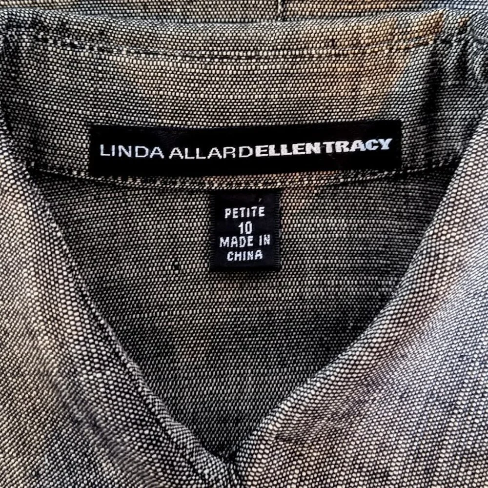 Linda Allard Ellen Tracy Petite Grey Silk Linen Jacket